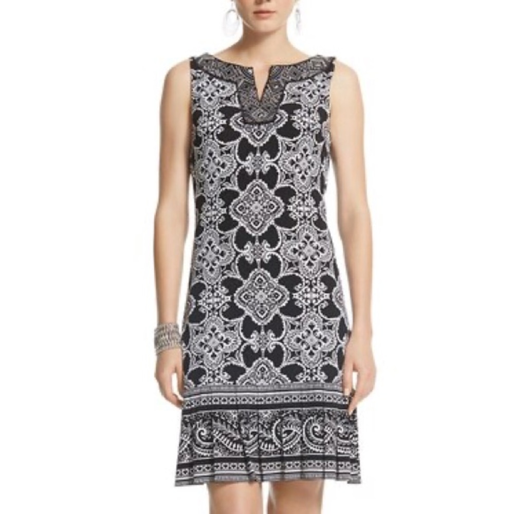 WHBM SLEEVELESS EMBELLISHED PLEAT HEM DRESS